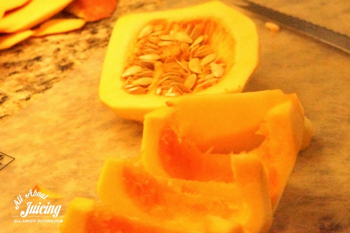 Cut pumpkin for juicing