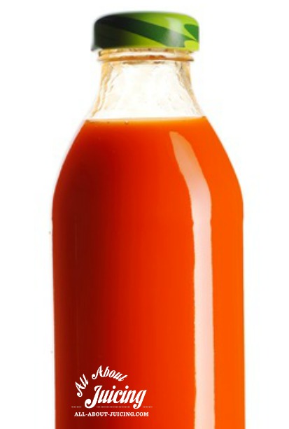 carrot juice in glass bottl